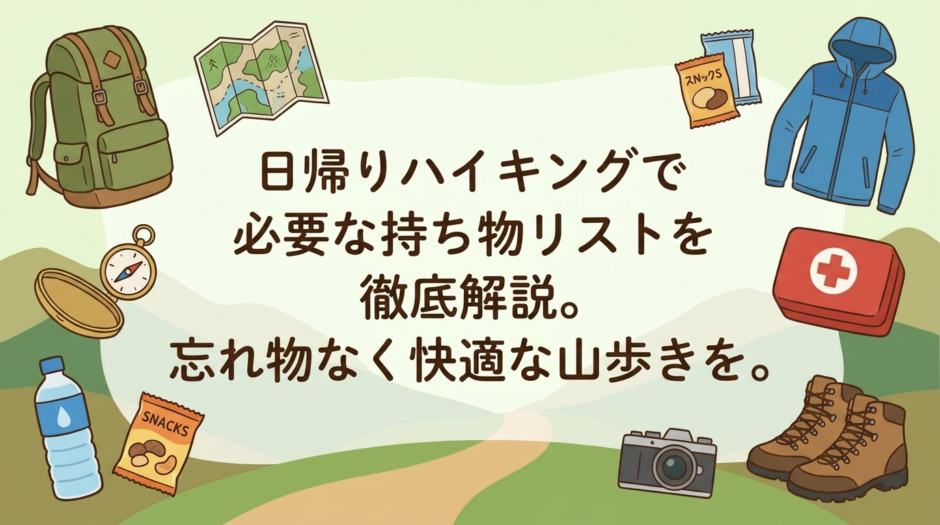 日帰りハイキングで必要な持ち物リストを徹底解説。忘れ物なく快適な山歩きを。