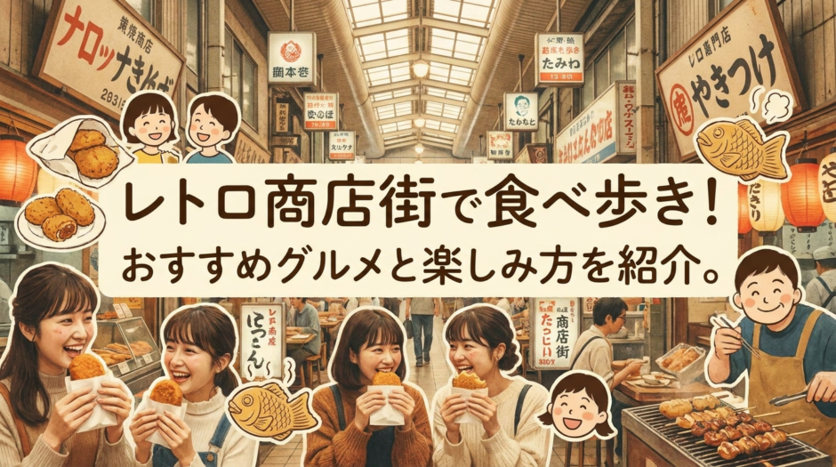 レトロ商店街で食べ歩き！おすすめグルメと楽しみ方を紹介。